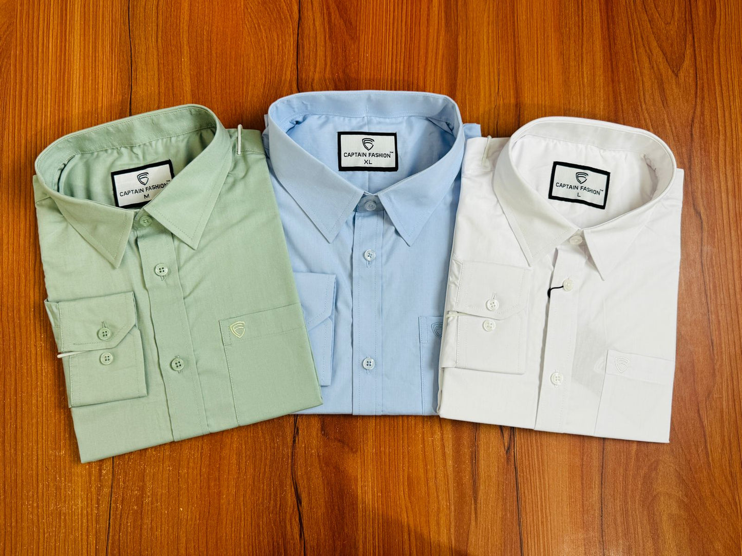 Men’s formal official shirt 3 pcs Combo - ( White, Sky,Light Olive ) - Captain Fashion Bd